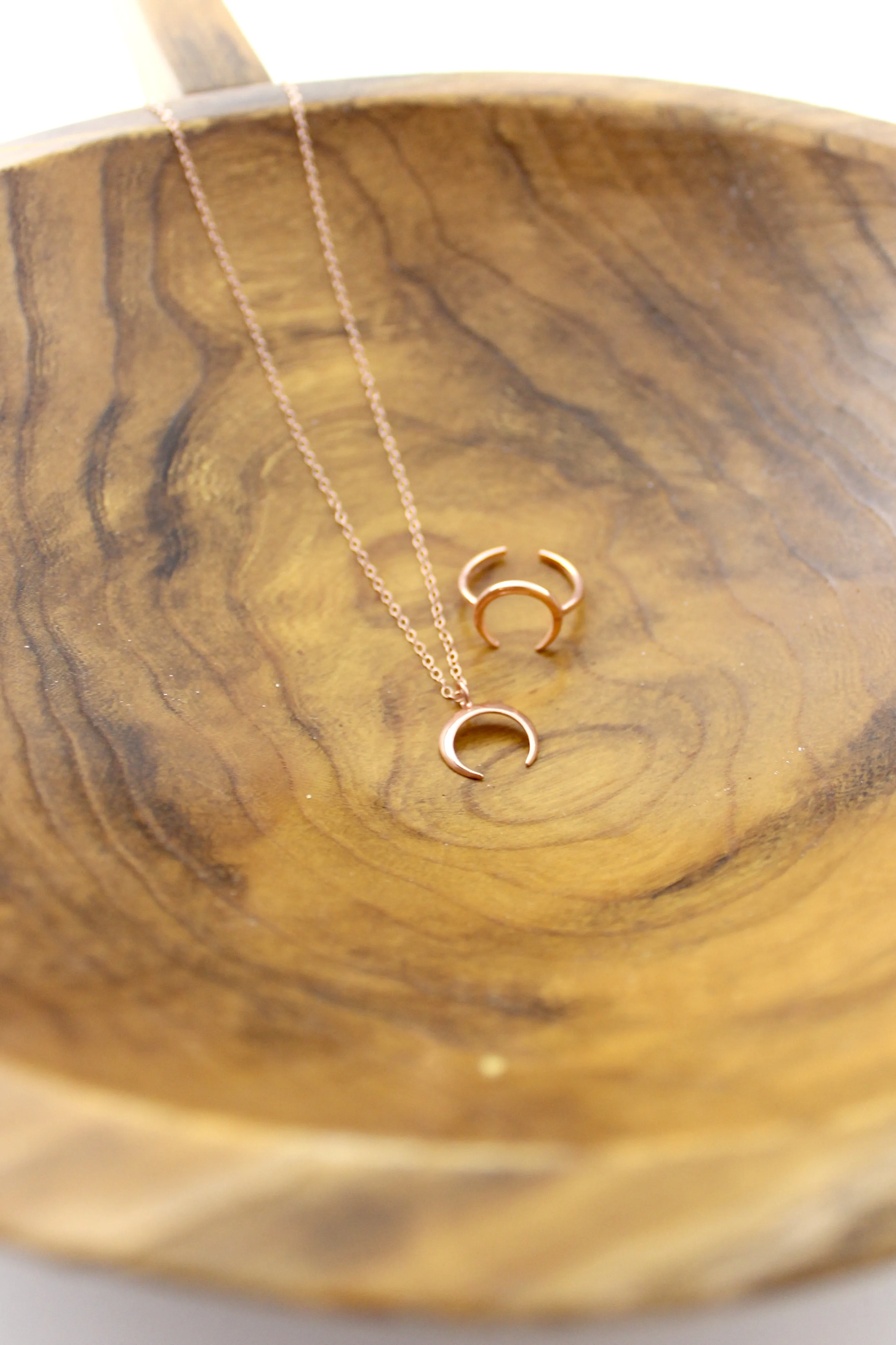 Life is Short // Small Crescent Necklace, Gold Silver or Rose Gold Moon // BH-N015