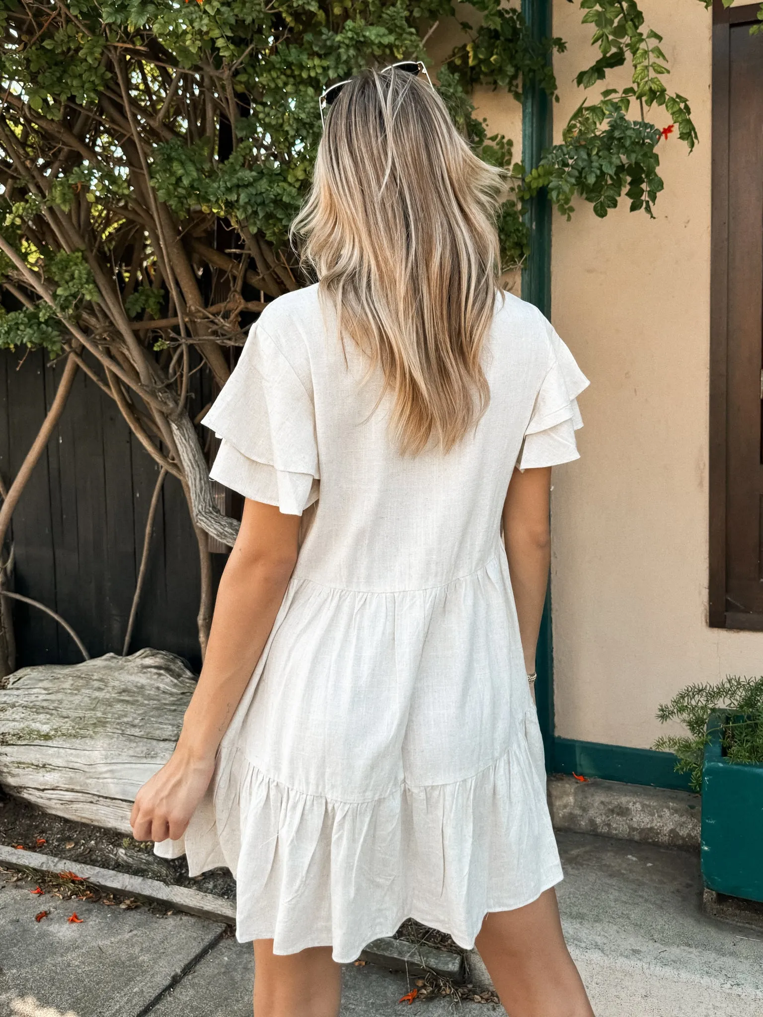 Lorna Linen Mini Dress in Oatmeal