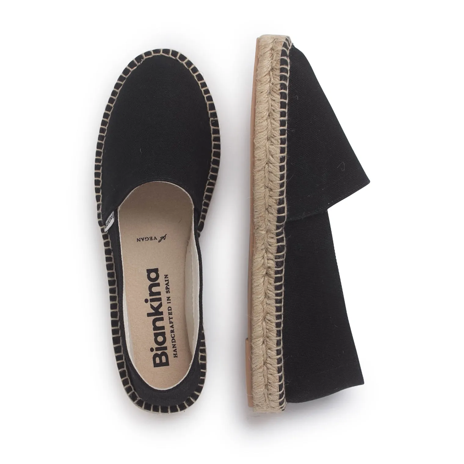 Mila Sustainable, Eco Friendly, Vegan Canvas Espadrille Flats - Black