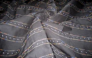 Multi Colour Embroidery On black Cotton Organdy~Width 44