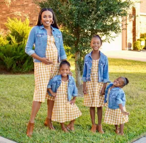 Mustard Checkered Matching Dresses