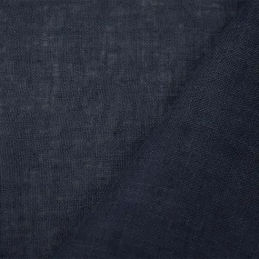 Navy Blue Washed Semi-Sheer Solid Linen Woven Fabric