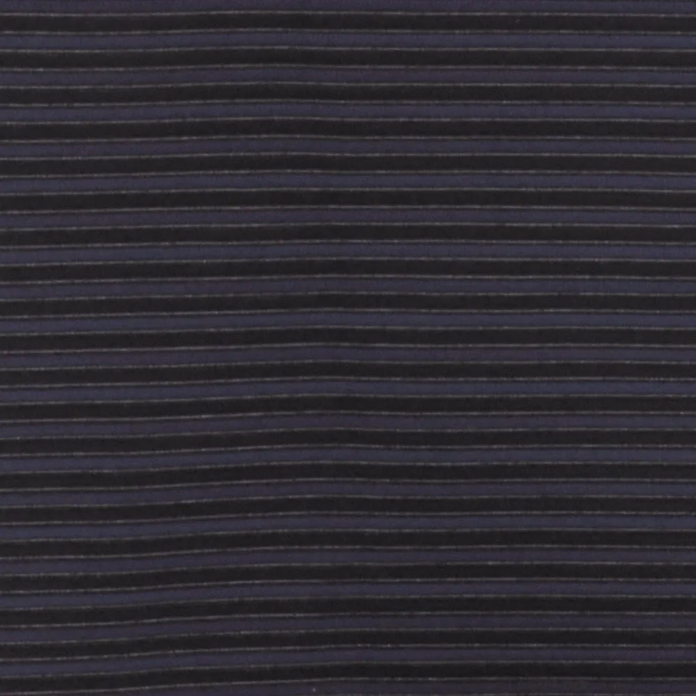 Night Navy Blue-Black 3D Stripe Stretch Polyester Semi-Sheer Knit Fabric