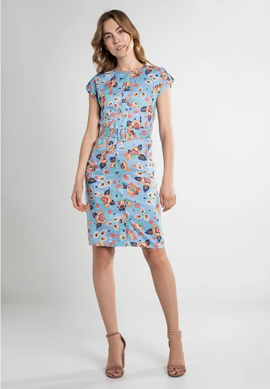 Polly Button Down Dress Multi Floral