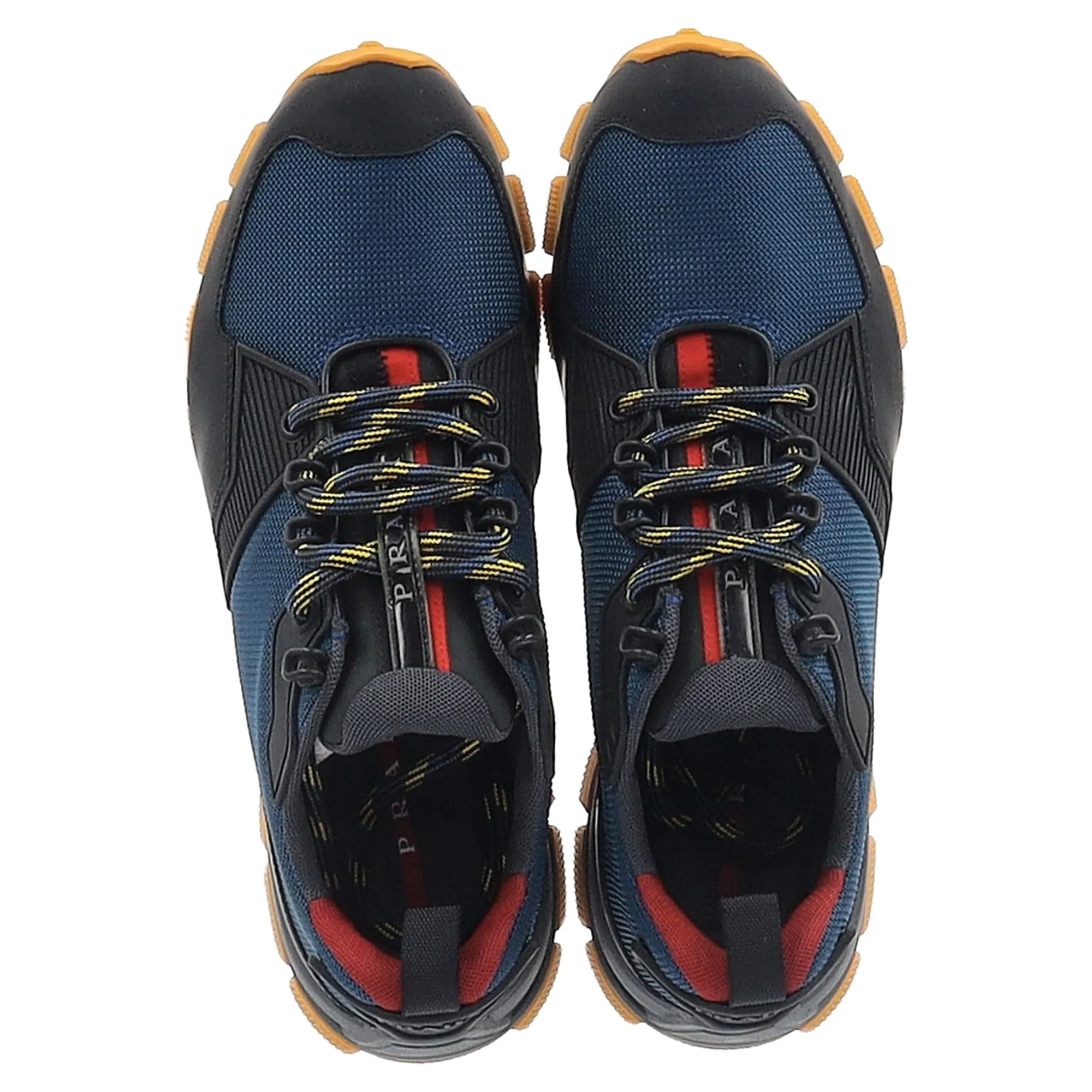 Prada Sport Lace Up Sneakers in Blue Mesh and Rubber