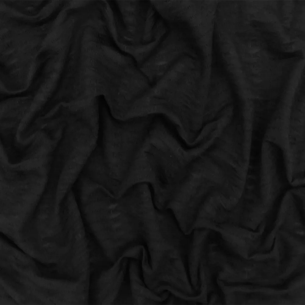 Pure Black Cable-Like Stretch Semi-Sheer Knit Fabric