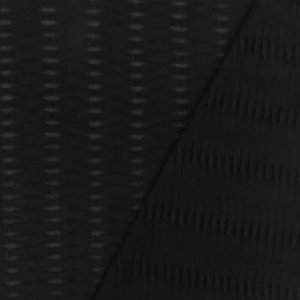 Pure Black Cable-Like Stretch Semi-Sheer Knit Fabric