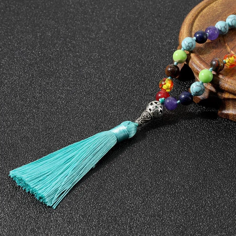 Rainbow & White/Black/Turquoise  Beaded Necklace