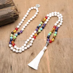 Rainbow & White/Black/Turquoise  Beaded Necklace