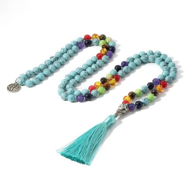 Rainbow & White/Black/Turquoise  Beaded Necklace