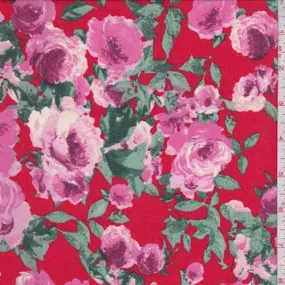 Red/Hot Pink Rose Georgette Fabric