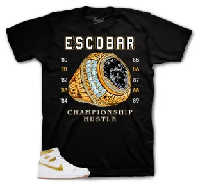 Retro 1 White Metallic Gold Champ Hustle Shirt