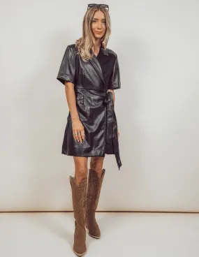 Salem Faux Leather Wrap Dress