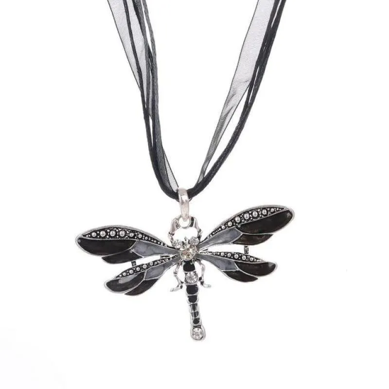 Silver Dragonfly Statement Boho Necklaces