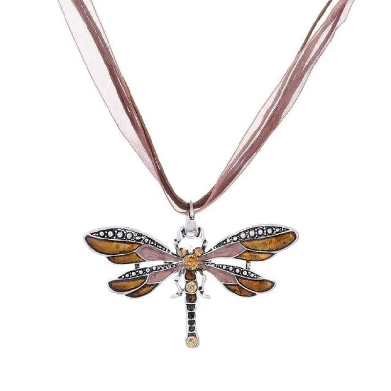 Silver Dragonfly Statement Boho Necklaces