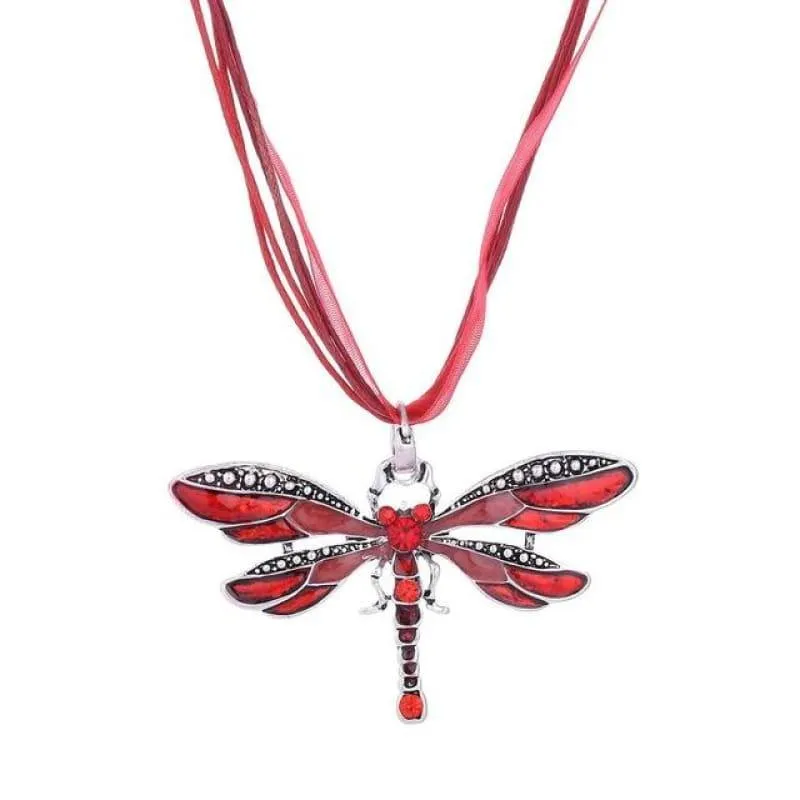 Silver Dragonfly Statement Boho Necklaces