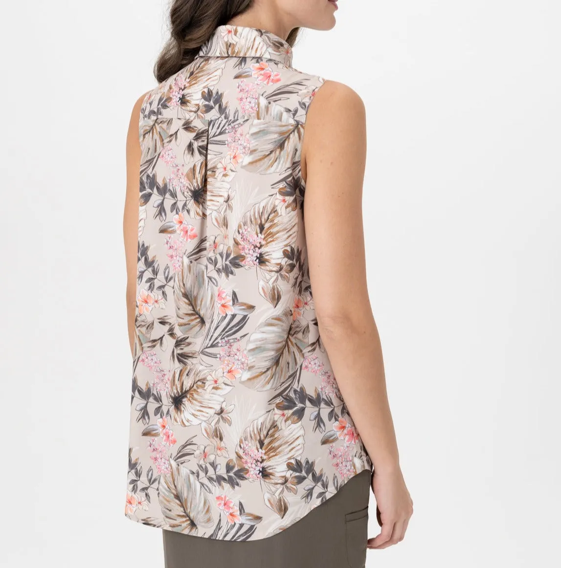 Sleeveless Palm Print Blouse