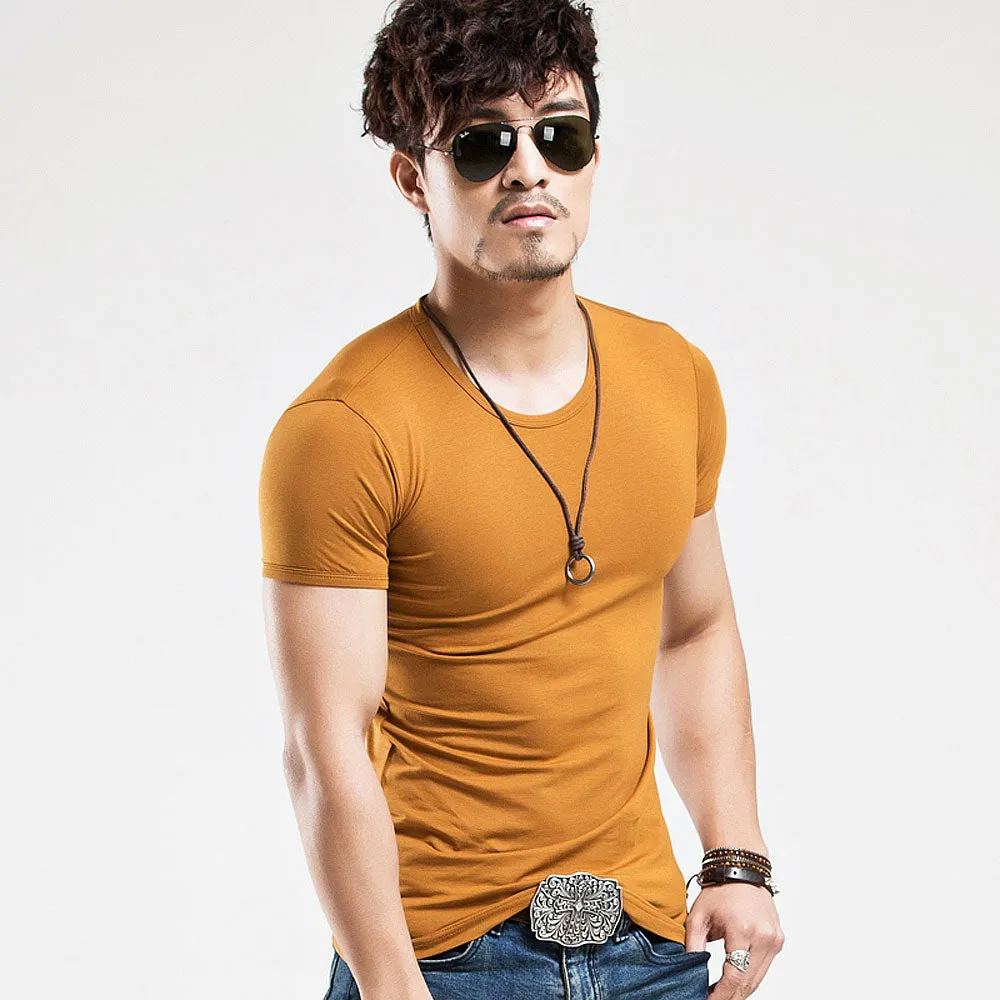 Slim Fit Cotton Solid Color Tees