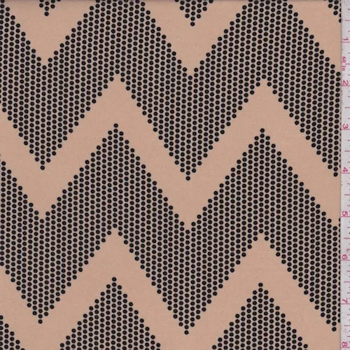 Tan/Black Dotted Chevron Challis Fabric