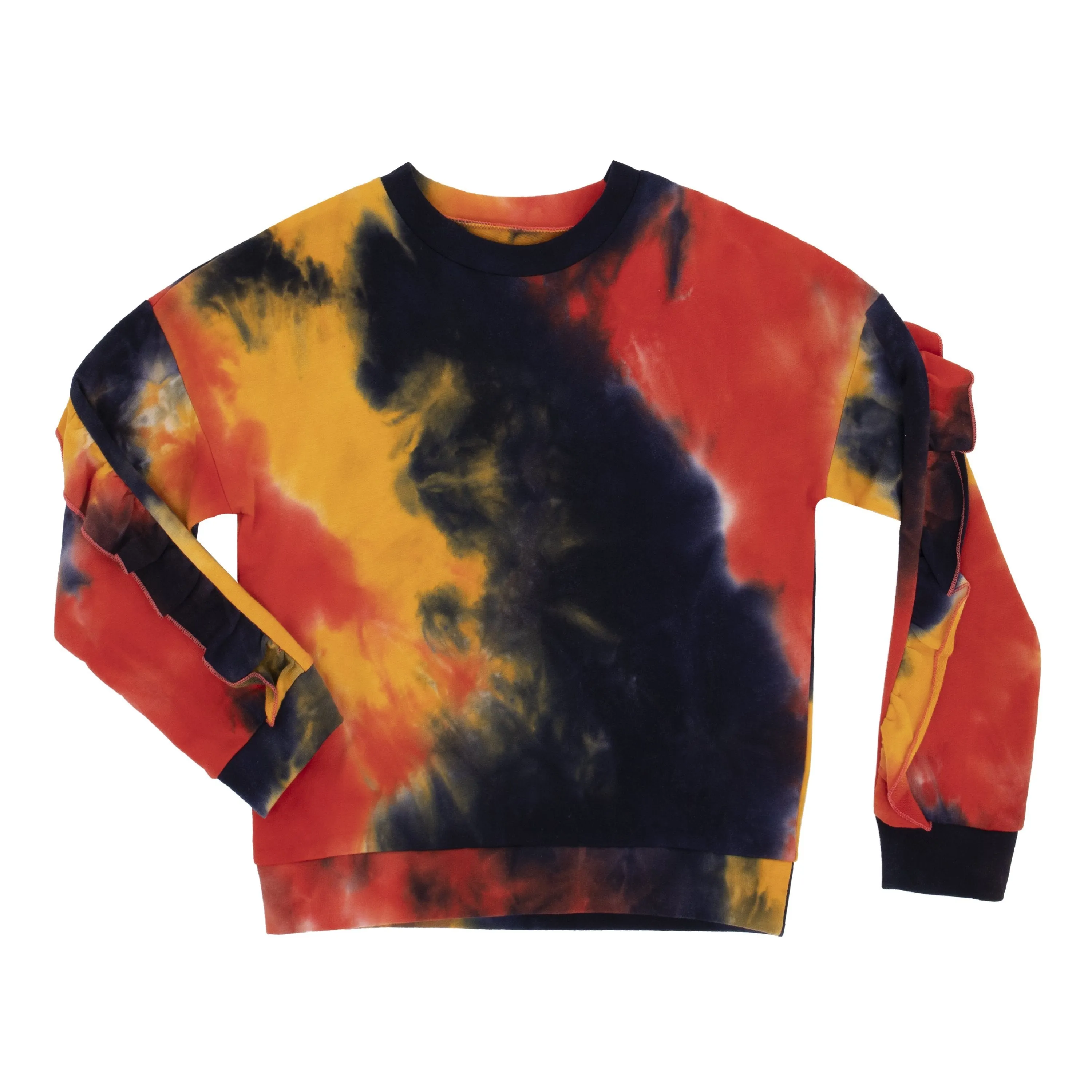 Tie Dye Ruffle Sleeve Sweatshirt