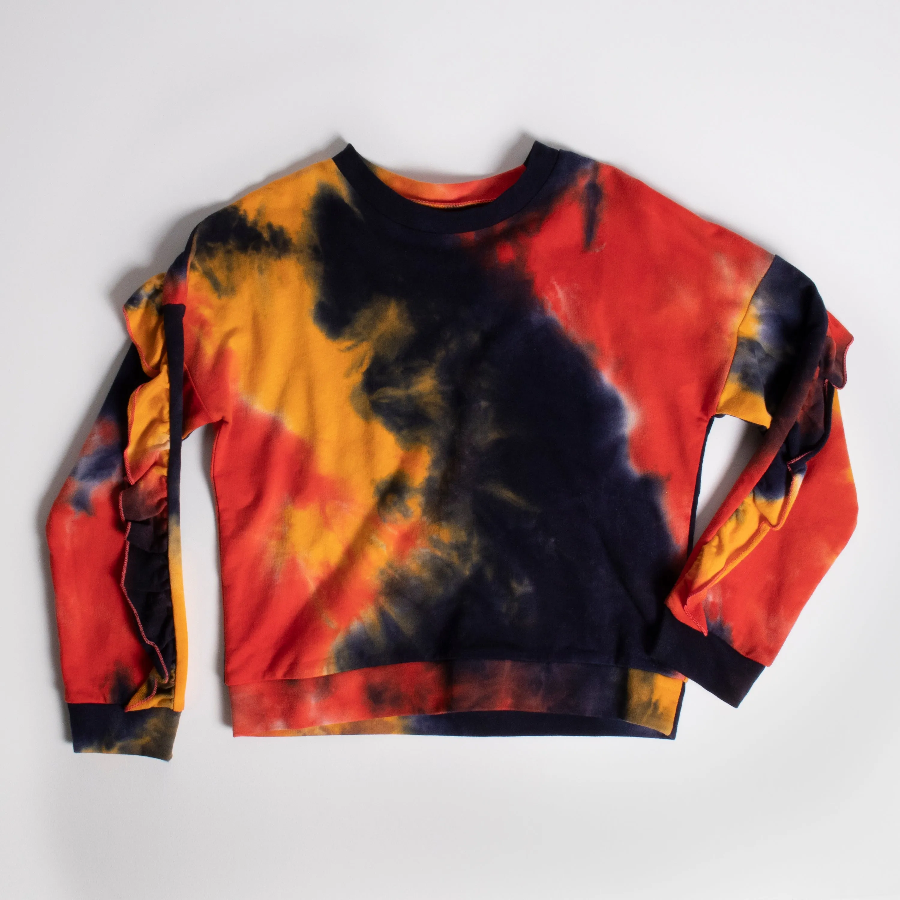 Tie Dye Ruffle Sleeve Sweatshirt