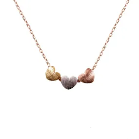 TRI-COLOR HEARTS NECKLACE