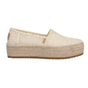 Valencia Floral Crochet Platform Espadrille Slip On Flats