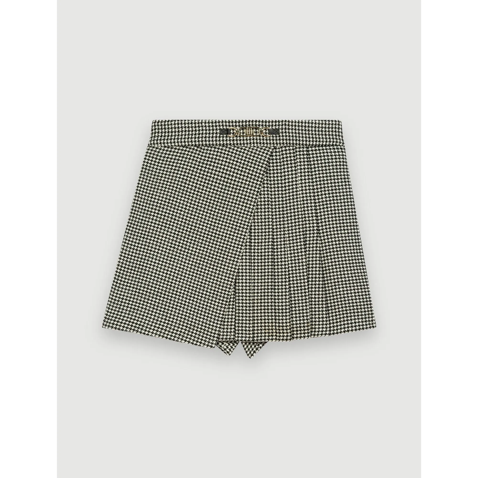 Women Trompe L'Oeil Houndstooth Shorts - Black / White