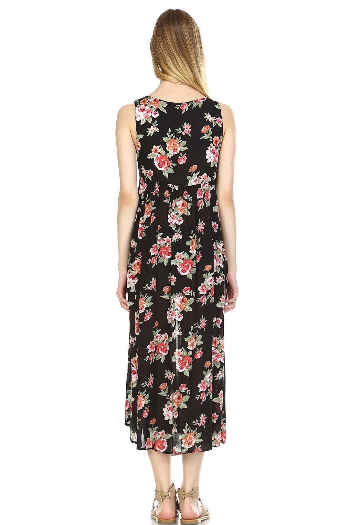 Women's Button Down Floral Maxi Dress