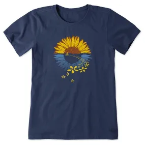 Womens Macro-Micro Sunflower Bike Ride Short Sleeve